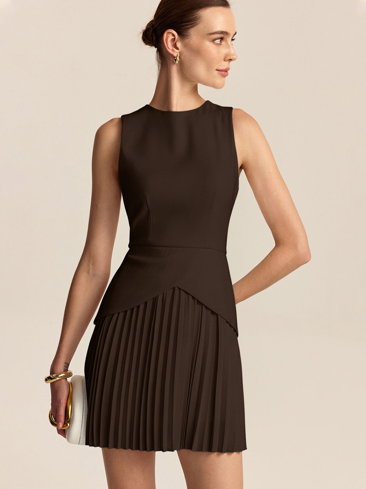Pleated Hem Mini Dress