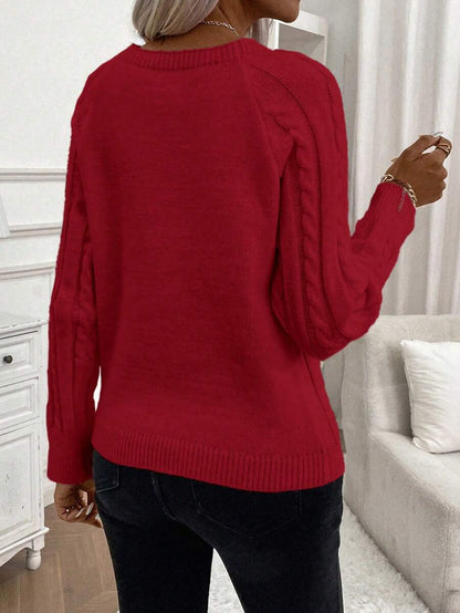 Samantha| Button-Detail Cable Knit Jumper