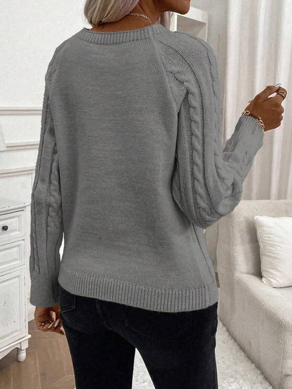 Samantha| Button-Detail Cable Knit Jumper