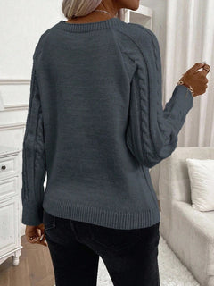 Samantha| Button-Detail Cable Knit Jumper