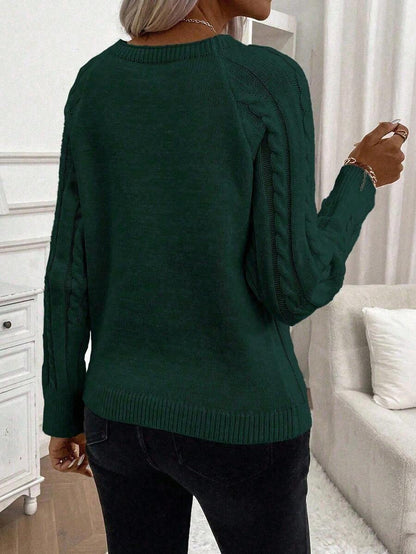 Samantha| Button-Detail Cable Knit Jumper