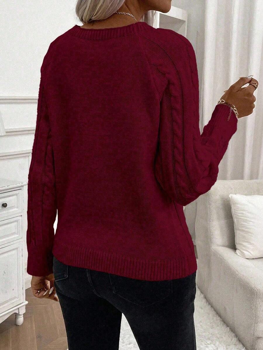 Samantha| Button-Detail Cable Knit Jumper