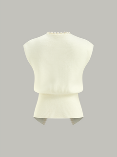 Pearl Decor Cap Sleeve Cardigan