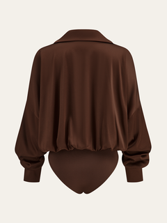 Satin Collared Long Sleeve Bodysuit