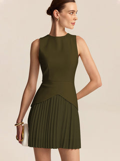 Pleated Hem Mini Dress