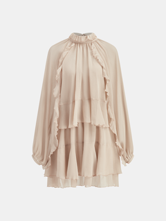 Tiered Ruffle Chiffon Mini Dress Set with Liner