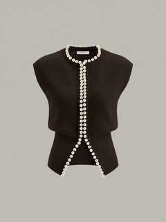 Pearl Decor Cap Sleeve Cardigan