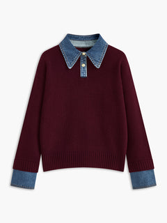 2 in 1 Panel Lapel Sweater
