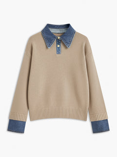 2 in 1 Panel Lapel Sweater