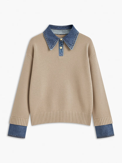 2 in 1 Panel Lapel Sweater