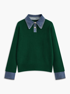 2 in 1 Panel Lapel Sweater