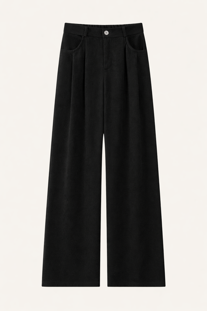 Corduroy Wide-Leg Pleated Pants