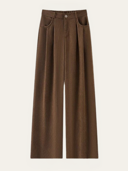 Corduroy Wide-Leg Pleated Pants