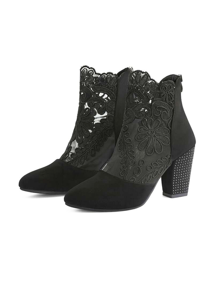 Lace Desire Block Heel Booties