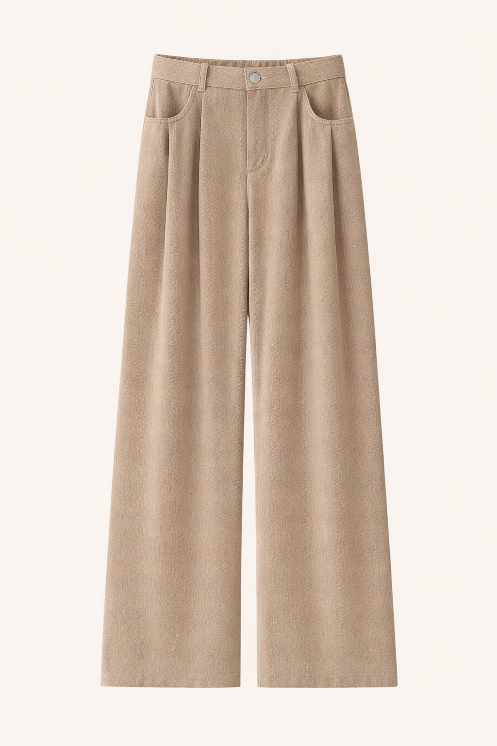 Corduroy Wide-Leg Pleated Pants