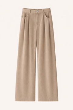 Corduroy Wide-Leg Pleated Pants