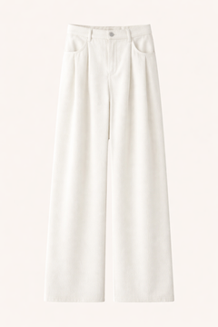 Corduroy Wide-Leg Pleated Pants