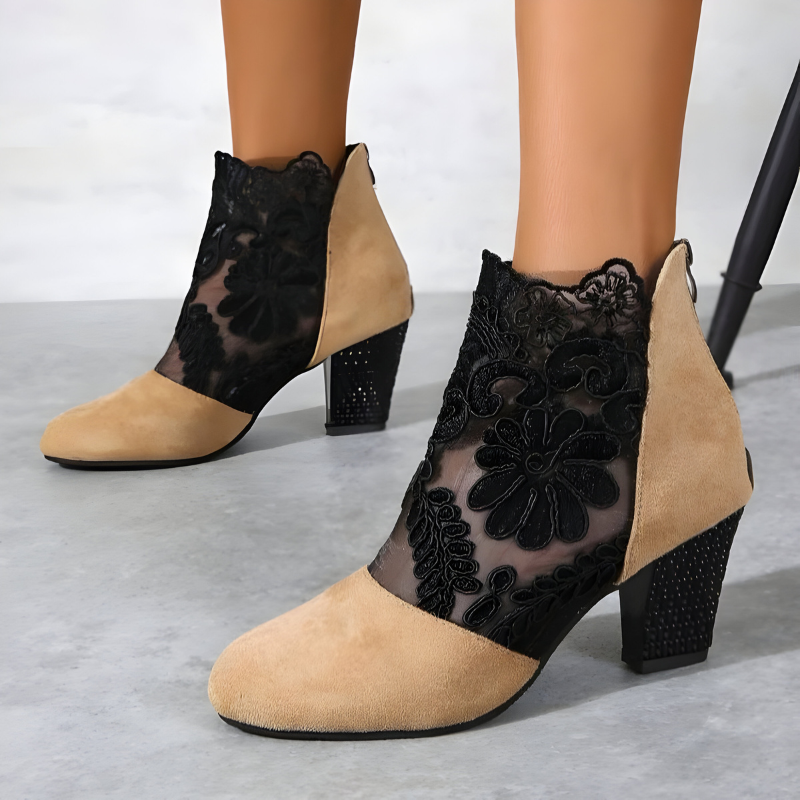 Lace Desire Block Heel Booties
