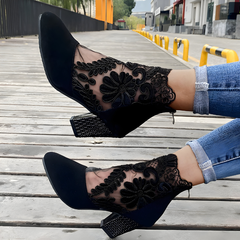 Lace Desire Block Heel Booties