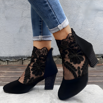 Lace Desire Block Heel Booties