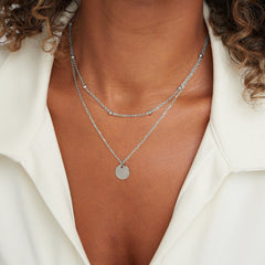 Silver Necklace with Stacked Discs