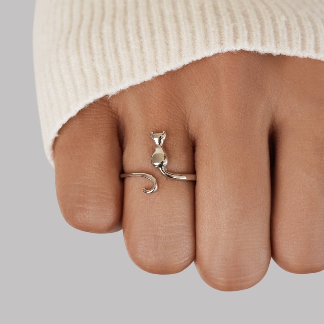 Silver Ring Midnight Cat
