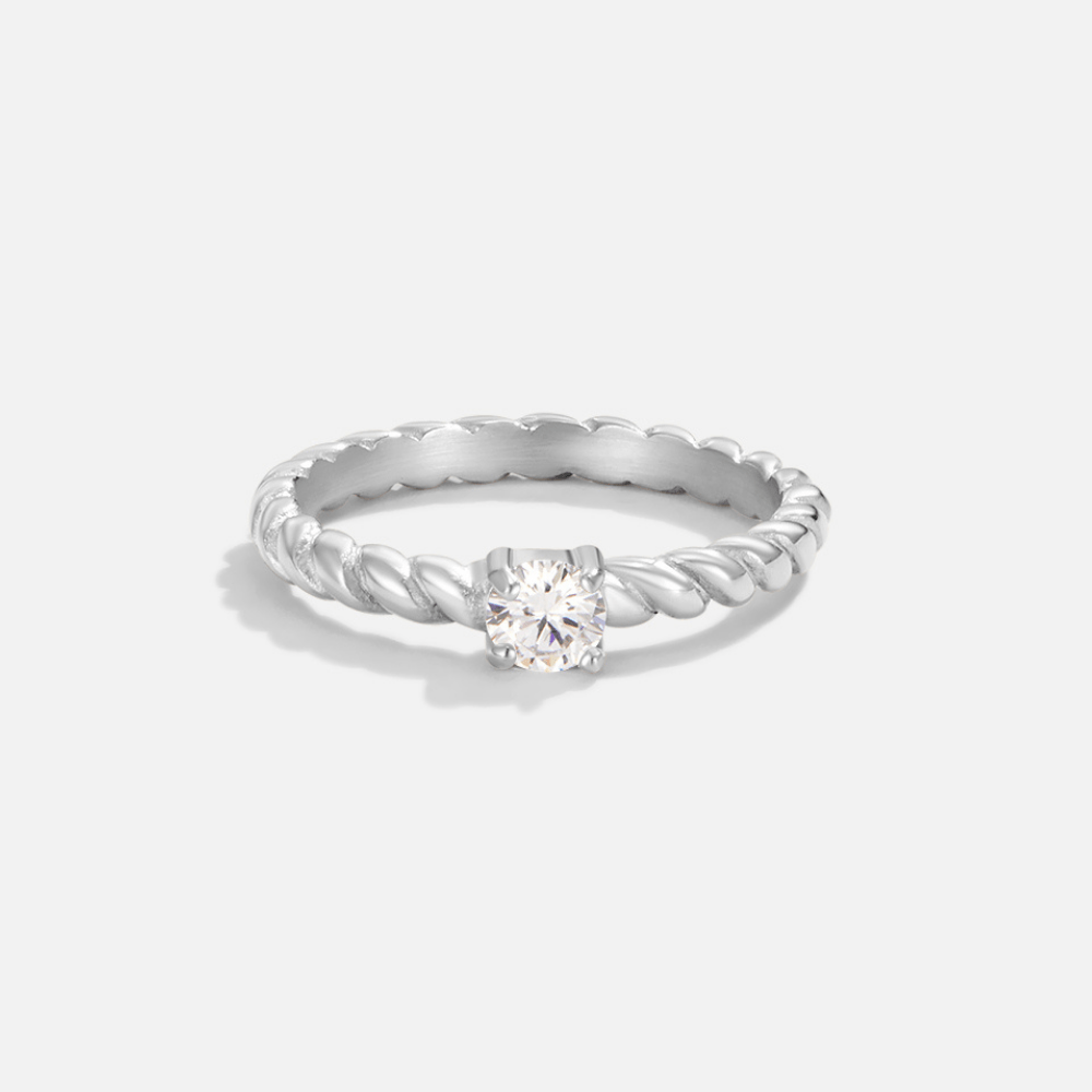 Silver Crystal Twisted Ring - Milan Ring