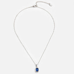 Silver Necklace with Navy Blue Pendant