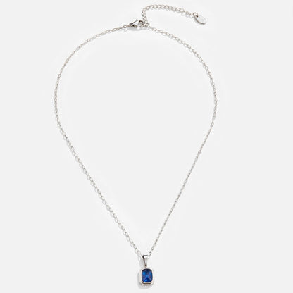 Silver Necklace with Navy Blue Pendant