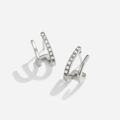 Silver Earrings with Claw-Shaped Crystal