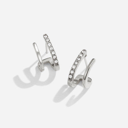 Silver Earrings with Claw-Shaped Crystal