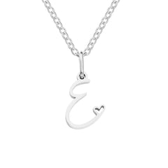 Silver Heart-Shaped Necklace with Initial