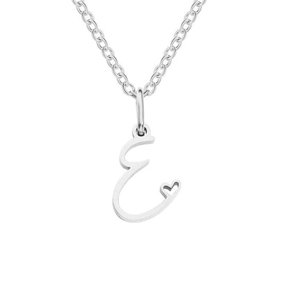 Silver Heart-Shaped Necklace with Initial
