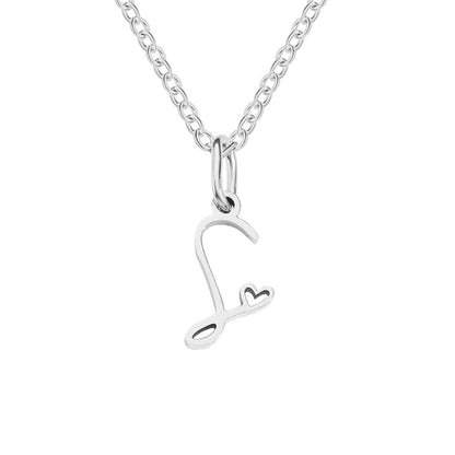 Silver Heart-Shaped Necklace with Initial