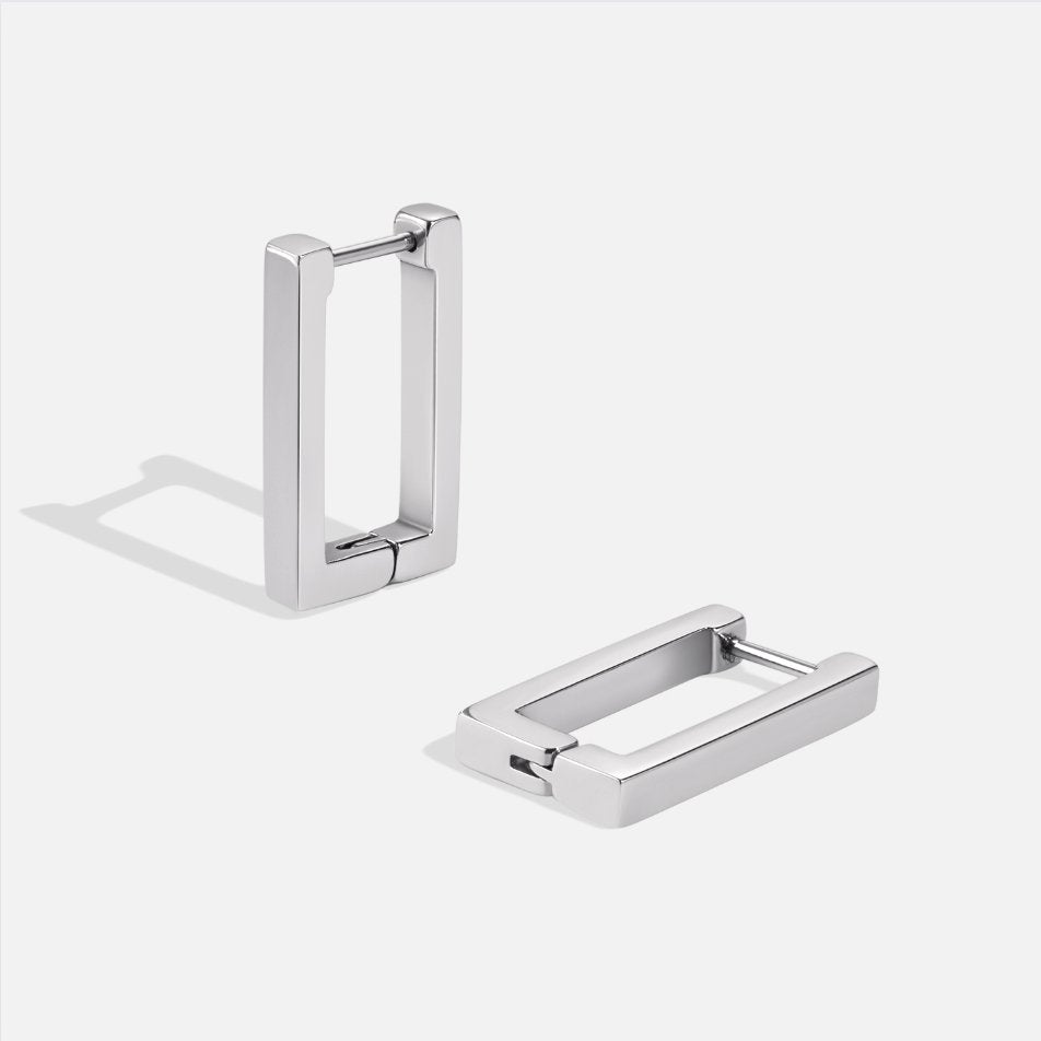 Rectangular Silver Hoops