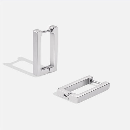 Rectangular Silver Hoops