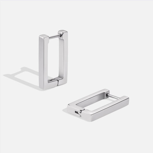 Rectangular Silver Hoops