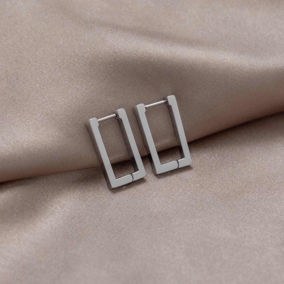 Rectangular Silver Hoops