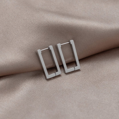 Rectangular Silver Hoops