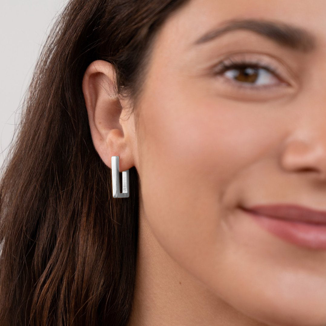 Rectangular Silver Hoops