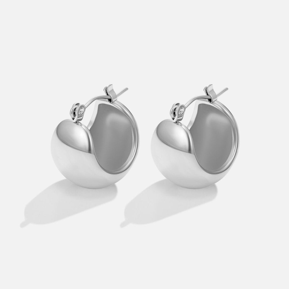 Tara Thick Hoop Earrings in Silver